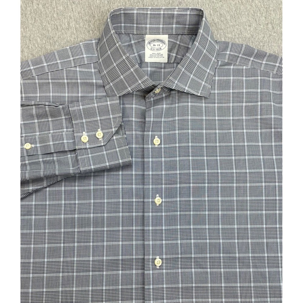 Brooks Brothers Shirt Mens 16 - 33 Plaid 100% Supima Cotton Button Up